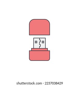 Mini usb flash drive, mini usb stick  icon in color, isolated on white background 