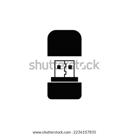 Mini usb flash drive, mini usb stick  icon in black flat glyph, filled style isolated on white background