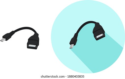 Mini usb port ,illustration, vector on white background.