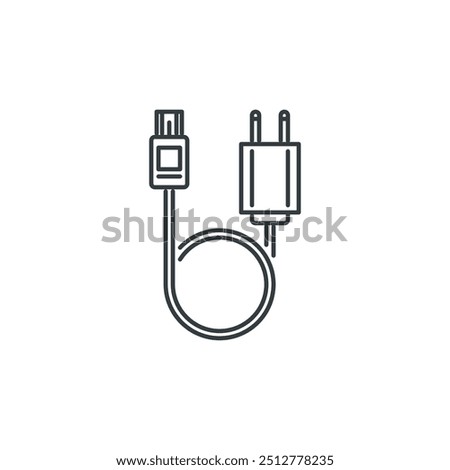 Mini, usb, wire, charger, cable, computer, technology icon, vector illustration