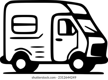 Mini van black outlines vector illustration