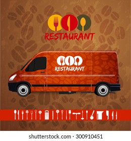 Mini Van Corporate identity Menu Restaurant Background coffee beans brown