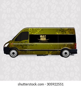 Mini Van Corporate identity Menu Restaurant Background coffee beans