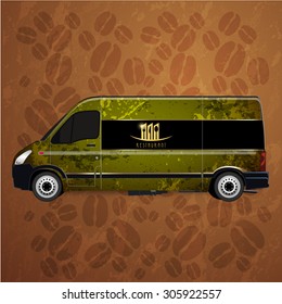 Mini Van Corporate identity Menu Restaurant Background coffee beans brown