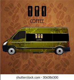 Mini Van Corporate identity Menu Restaurant Background coffee beans brown