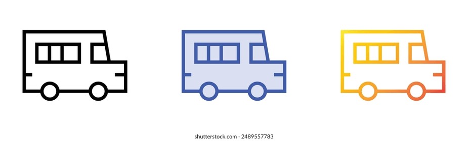 mini van icon. Linear, Blue Fill and Gradient Style Design Isolated On White Background