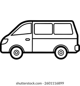 Mini Van Line Art Icon Sleek And Simple Vector for Web And Print