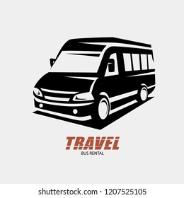 Mini Van Outlined Sketch, Isolated Vector Symbol, Micro Bus Stylized Symbol