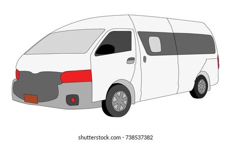 Mini Van Vehicle isolated on white  background, vector illustration.