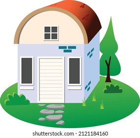 Mini vector carriage house, you can use it as your design asset