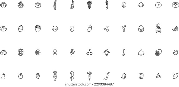 Mini vegetable line drawing icon set