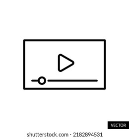 Mini video player, Streaming online video, Play movie concept vector icon in line style design for website design, app, UI, isolated on white background. Editable stroke. EPS 10 vector illustration.