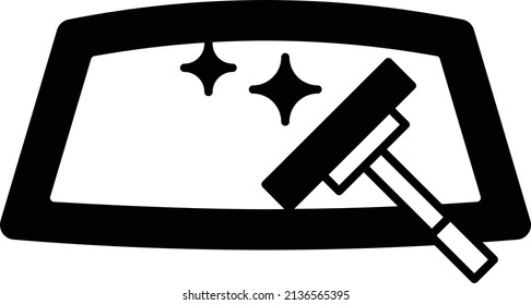 Mini Window Viper Cleaner stock illustration, Wind Screen with Wiper Vector Icon Design, covid car cleaning service Symbol, Vehicle disinfection Sign, Auto Windshield Glass Concept, 