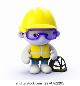 Mini worker figure with safety equipment