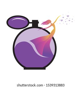 miniature colorful lady as a part of old fashion perfume bottle, vector