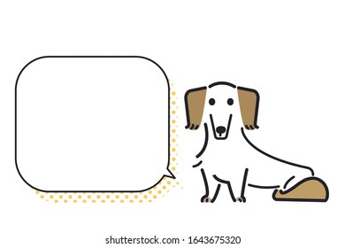 Miniature dachshund sitting and speech bubble with copy space