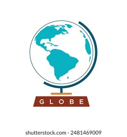 miniature globe vector illustration design in flat style. spherical world map. Earth's surface, Globe. Design elements with the concept of education, back to school, teaching and others