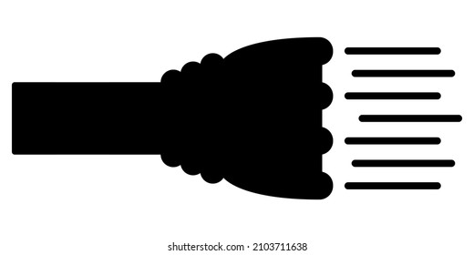 Miniature handheld flashlight. A flashlight for lighting, searching in the dark. Vector icon, silhouette, isolated
