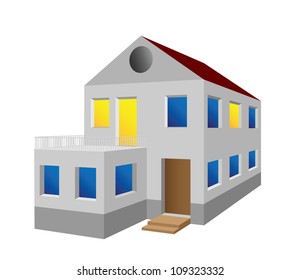Miniature house with details, vector illustration