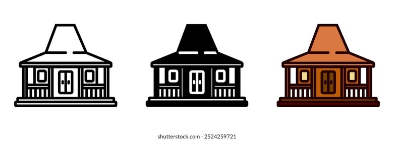 Miniature House Icon, A small-scale model of a traditional Indonesian house, showcasing architectural details and cultural elements in craftsmanship.
