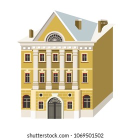 Miniature houses in the style of classicism. Vector illustration with beautiful buildings of Saint-Petersburg city