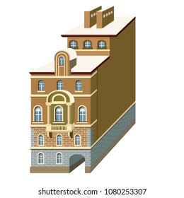 Miniature houses in the style of classicism. Vector illustration with beautiful buildings of Saint-Petersburg city