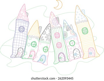 miniature houses. Vector illustration of miniature houses. Gradient and solid fill only, no gradient mesh.