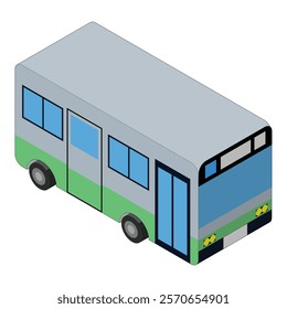 Miniature icon of a bus.Cute isometric illustration.Material for use on websites and adverts.Main line available.Right side method.