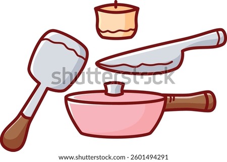 Miniature Kitchen Set Toy Vector Illustration Icon. Flat Cartoon Style