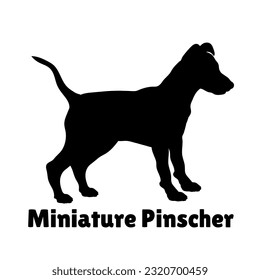 Miniature Pinscher Dog puppies silhouette. Baby dog silhouette. Puppy