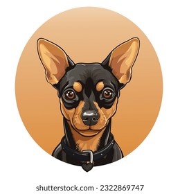 Miniature Pinscher Vector Art Drawing, Cartoon Style