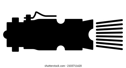 A miniature pocket flashlight with a clothespin. Hand-held flashlight for lighting in the dark. Vector icon, silhouette, isolated