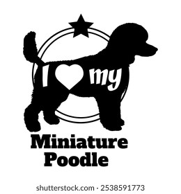 Miniatur Pudel Hund Silhouette, ich liebe meinen Hund, Hund, Hunderassen, Logo, Vektor, Silhouette, Tier, Illustration, Symbol, Zeichen, schwarz, Haustier,