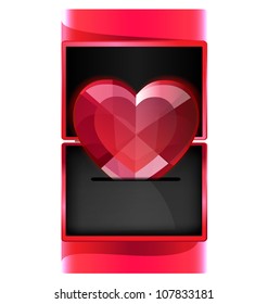 in miniature red gift box is large jewelry heart