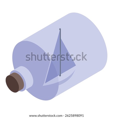 Miniature sailboat is peacefully resting inside a glass bottle, symbolizing a yearning for travel and adventure