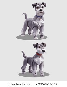 Miniature Schnauzer Dog 3D Animation Vector Design