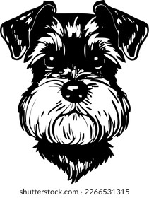 Miniature Schnauzer, dog head, vector illustration, black color, vector image