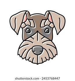 Miniatur-Schnauzer-Hundewelpe-Haustier-Farbe-Symbol-Vektorgrafik. Miniatur-Schnauzer-Hundewelpe-Haustier-Zeichen. Isolierte Symbolabbildung