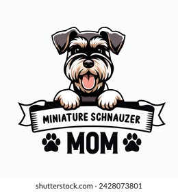 Miniatur Schnauzer Mom Typografie T-Shirt Design Illustration Vektor

