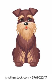 Miniature Schnauzer. Vector image of a cute purebred dogs in cartoon style.