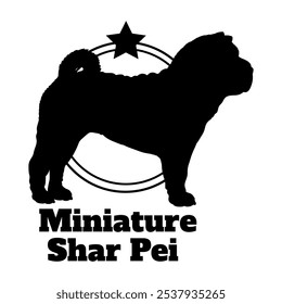 Silhueta de cão de Shar Pei. miniatura, cão, raças de cães, logotipo, vetor, silhueta, design de logotipo, animal, ilustração, ícone, sinal, design, preto, símbolo, animal de estimação