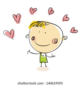miniature sweety baby with big affection adorable romance kid child human fun tiny single person baby dance dimension small youth heart optimistic caricature painting affection infancy grin individual