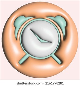 Miniature twin bell alarm clock on orange background, 3d rendering