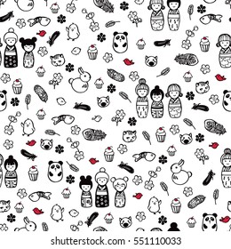 Miniatures in the anime style. Seamless pattern.