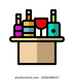 Minibar flat icon. editable drink table symbol. Vector Illustrations.