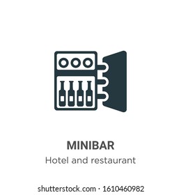 Minibar glyph icon vector on white background. Flat vector minibar icon symbol sign from modern hotel and restaurant collection for mobile concept and web apps design.