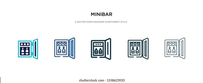 minibar icon in different style vector illustration. two colored and black minibar vector icons designed in filled, outline, line and stroke style can be used for web, mobile, ui