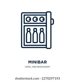 minibar icon from hotel and restaurant collection. Thin linear minibar, hotel, drink outline icon isolated on white background. Line vector minibar sign, symbol for web and mobile