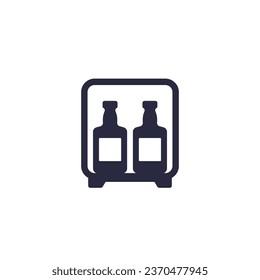 minibar icon, mini fridge with whiskey bottles