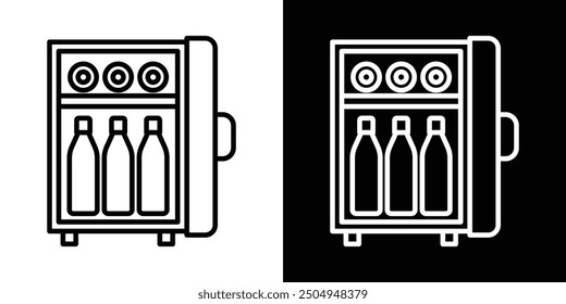 Minibar icon set in black and white stroke.